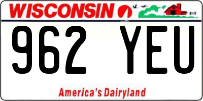 WI license plate 962YEU
