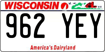 WI license plate 962YEY