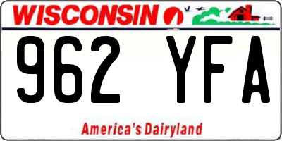 WI license plate 962YFA