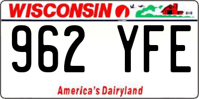 WI license plate 962YFE