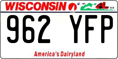 WI license plate 962YFP