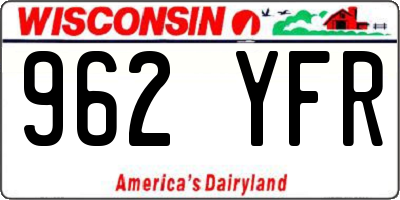 WI license plate 962YFR