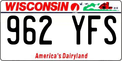 WI license plate 962YFS