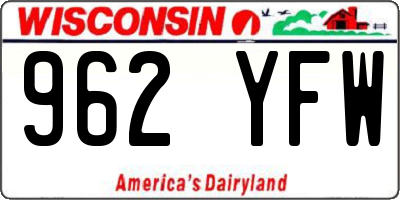 WI license plate 962YFW