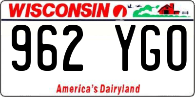 WI license plate 962YGO