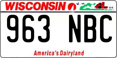 WI license plate 963NBC