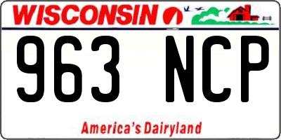 WI license plate 963NCP