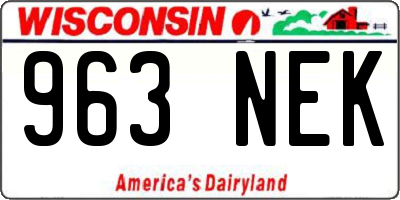 WI license plate 963NEK