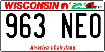 WI license plate 963NEO