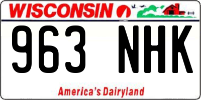 WI license plate 963NHK