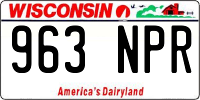 WI license plate 963NPR