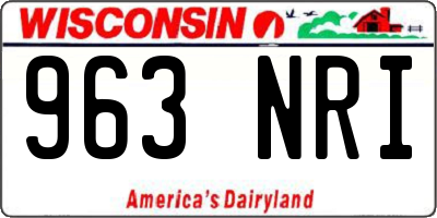 WI license plate 963NRI
