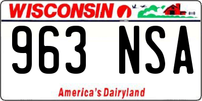 WI license plate 963NSA