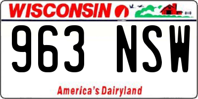 WI license plate 963NSW