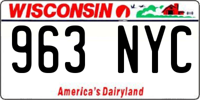 WI license plate 963NYC