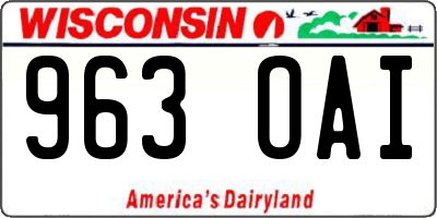 WI license plate 963OAI