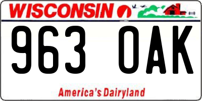 WI license plate 963OAK
