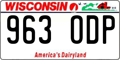 WI license plate 963ODP