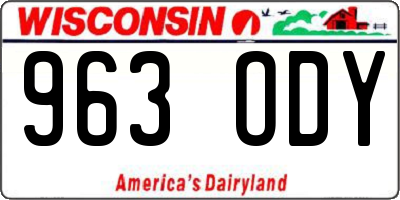 WI license plate 963ODY