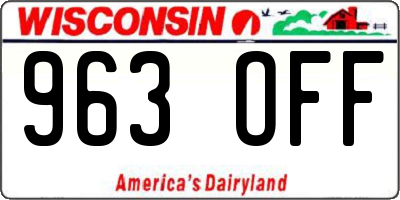 WI license plate 963OFF