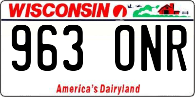 WI license plate 963ONR