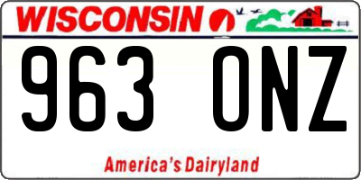 WI license plate 963ONZ
