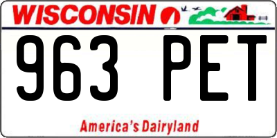 WI license plate 963PET