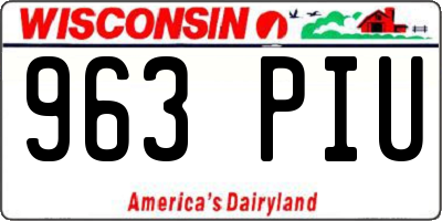 WI license plate 963PIU