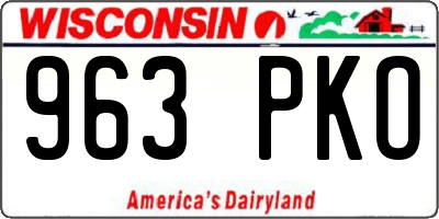 WI license plate 963PKO