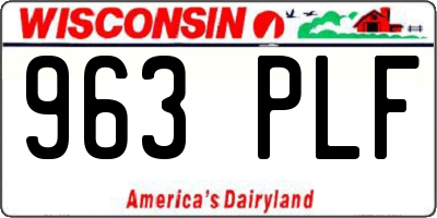 WI license plate 963PLF