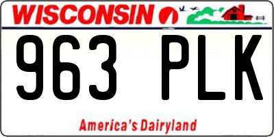 WI license plate 963PLK