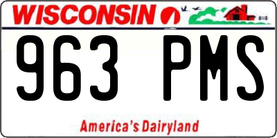 WI license plate 963PMS