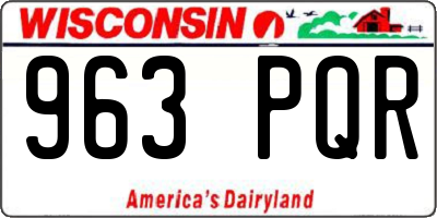 WI license plate 963PQR