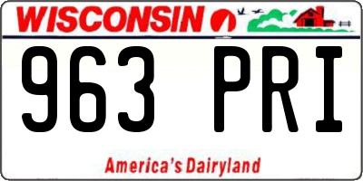 WI license plate 963PRI