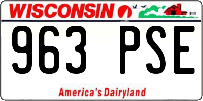 WI license plate 963PSE