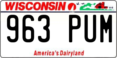 WI license plate 963PUM