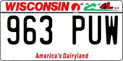 WI license plate 963PUW