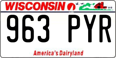 WI license plate 963PYR