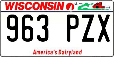 WI license plate 963PZX