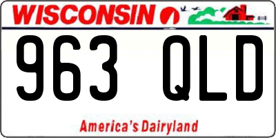 WI license plate 963QLD