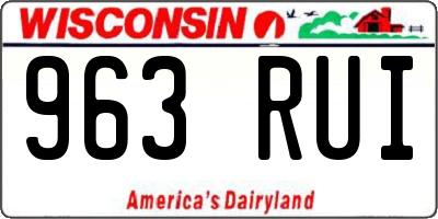 WI license plate 963RUI
