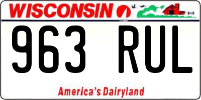 WI license plate 963RUL