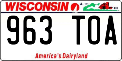 WI license plate 963TOA