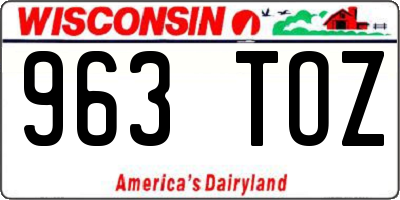 WI license plate 963TOZ