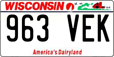 WI license plate 963VEK