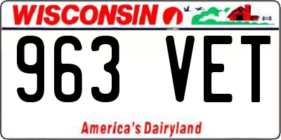 WI license plate 963VET