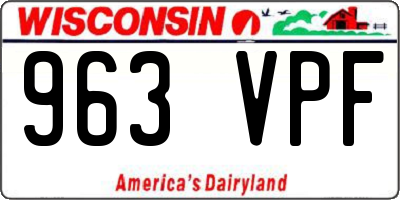 WI license plate 963VPF