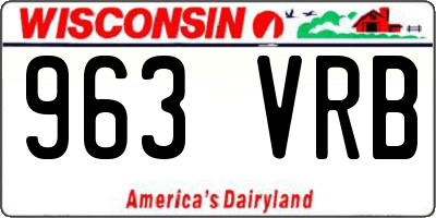 WI license plate 963VRB