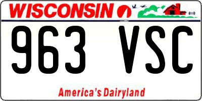 WI license plate 963VSC