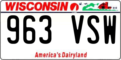 WI license plate 963VSW